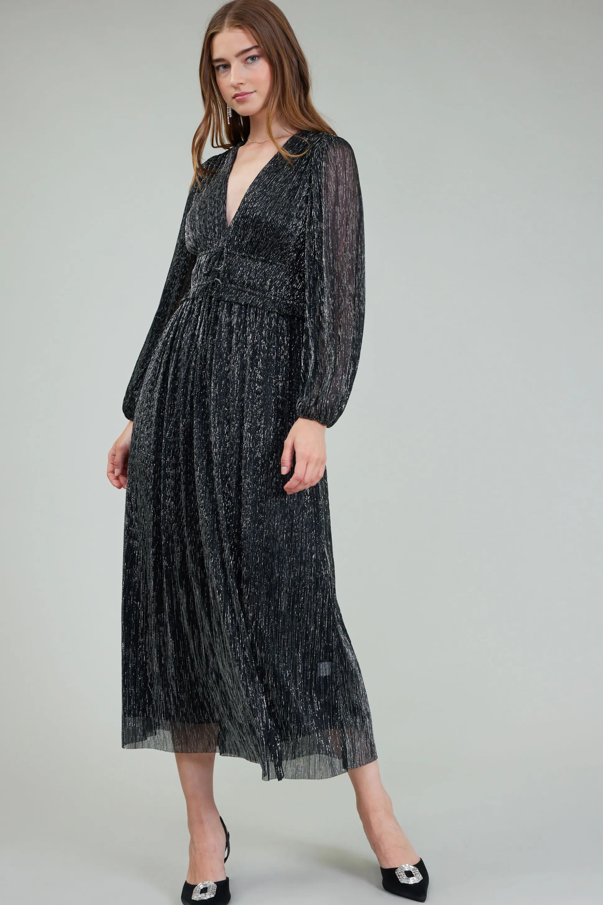 Lurex Pleated Maxi Dress<Current Air Best