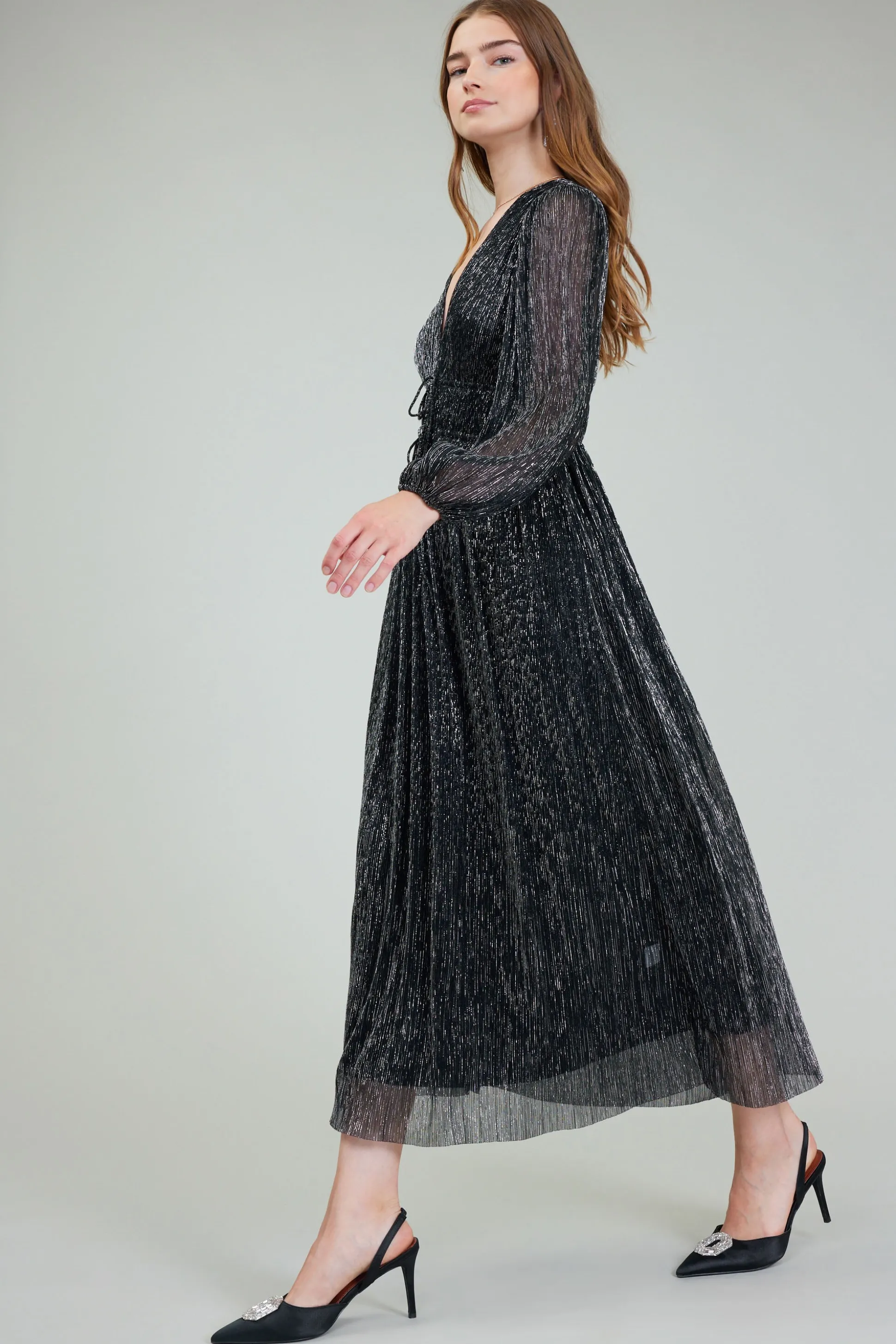 Lurex Pleated Maxi Dress<Current Air Best