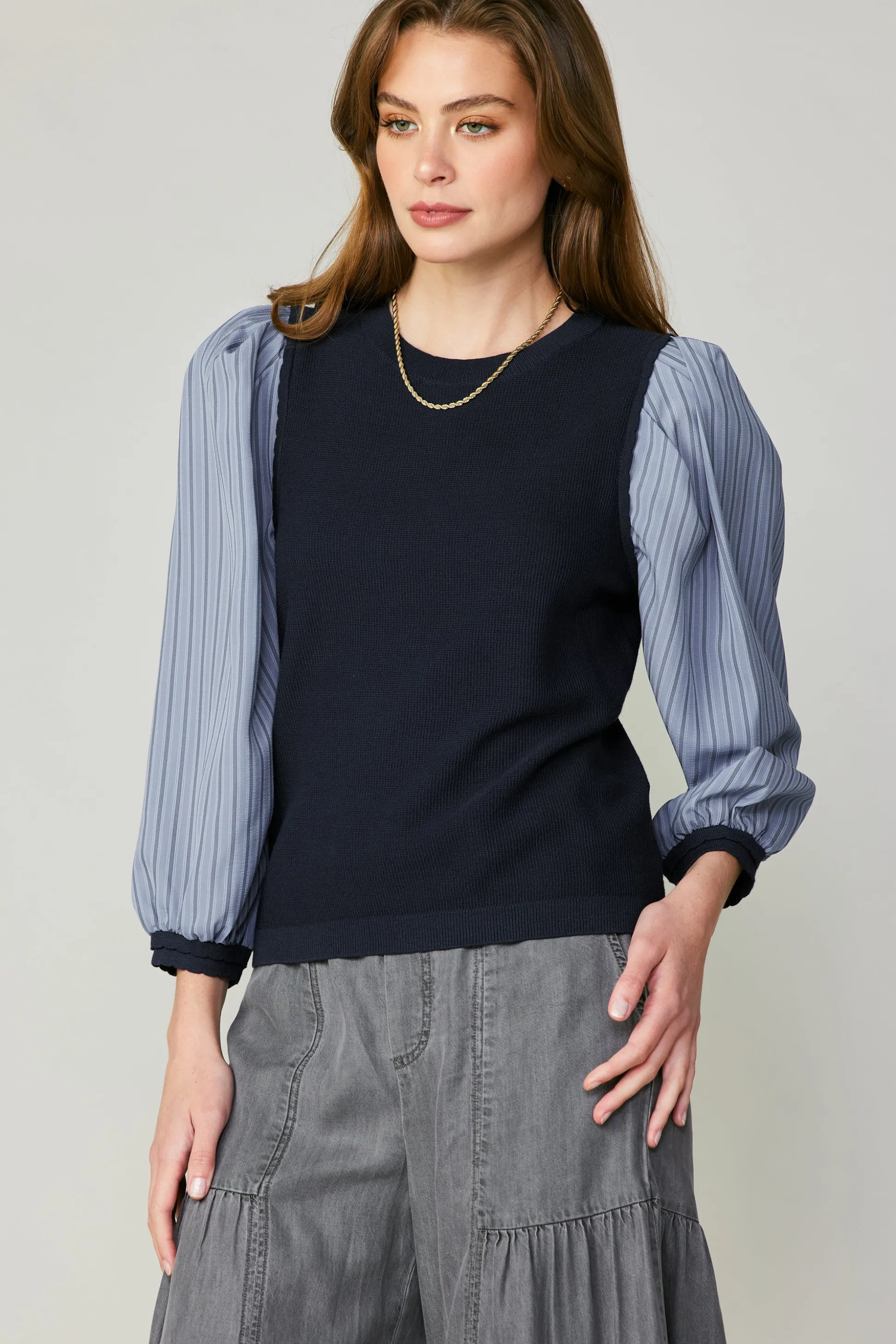 Contrast Sweater Top<Current Air Sale