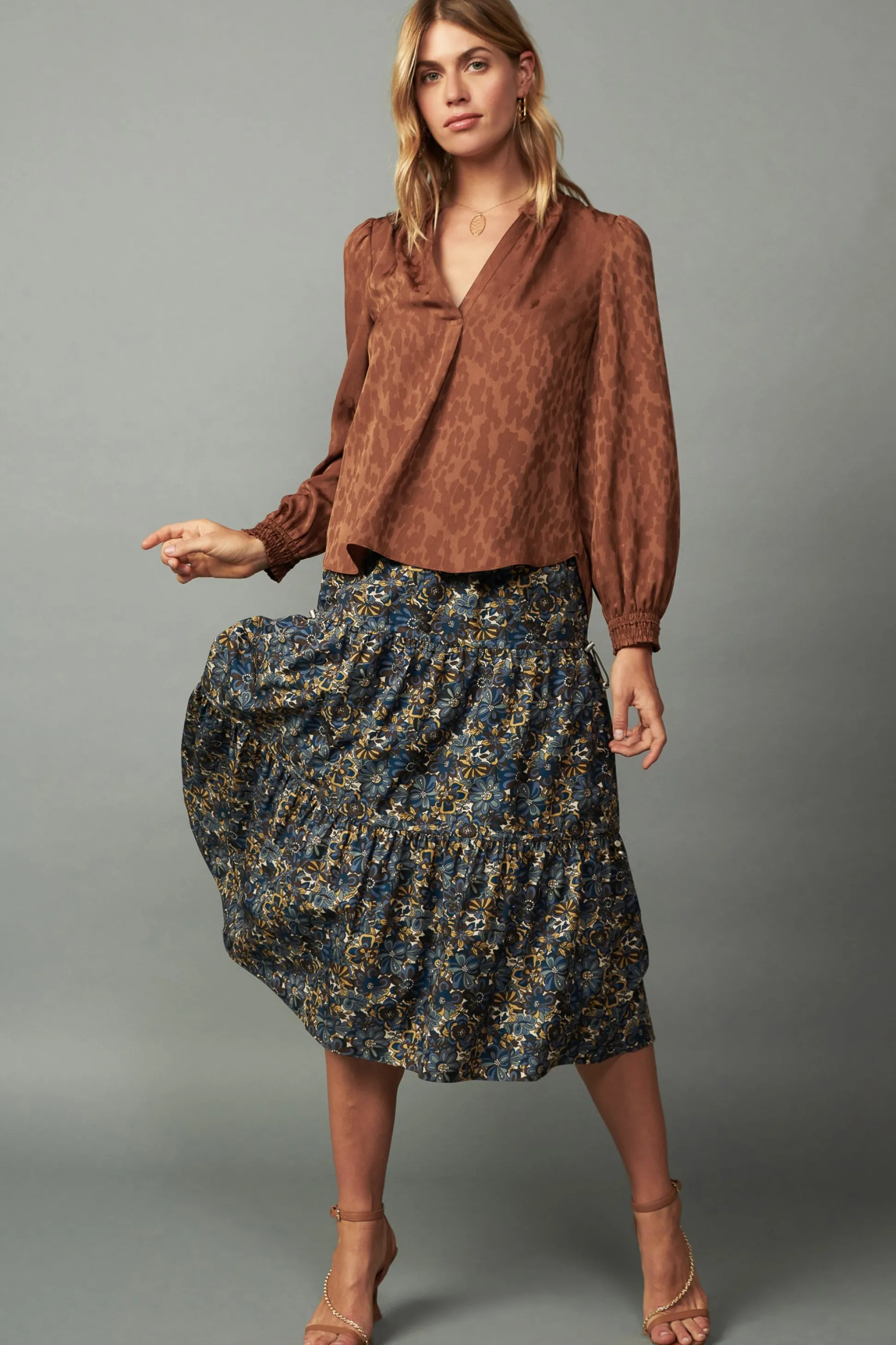 Autumn Split Neck Blouse<Current Air New