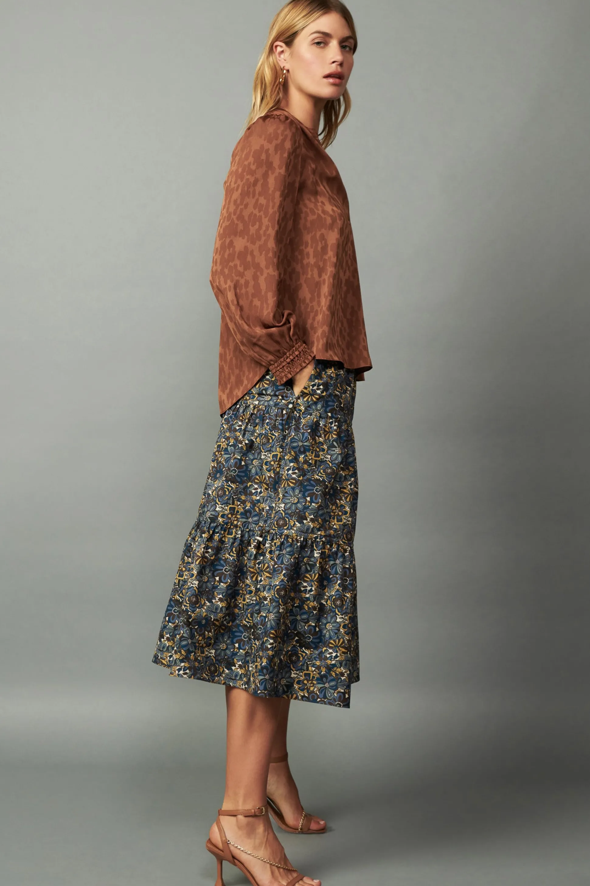 Autumn Split Neck Blouse<Current Air New