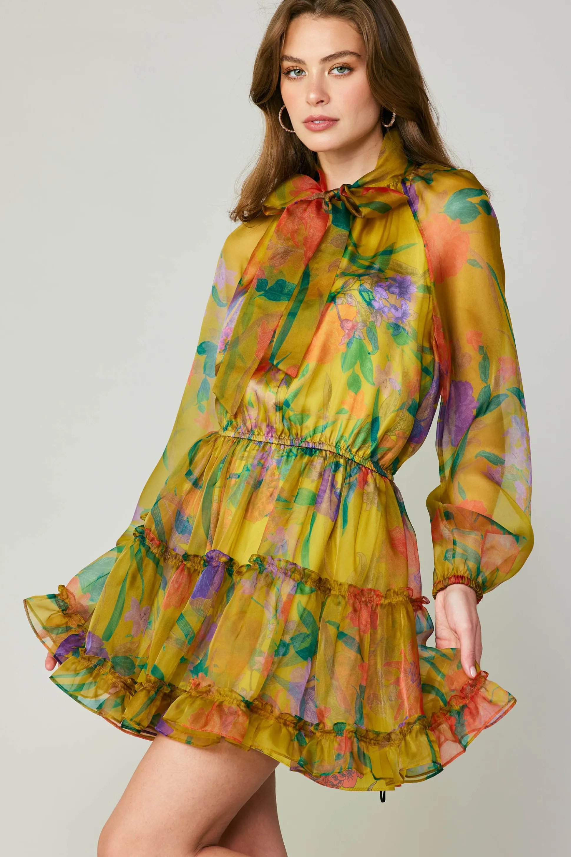 Floral Organza Mini Dress<Current Air Hot