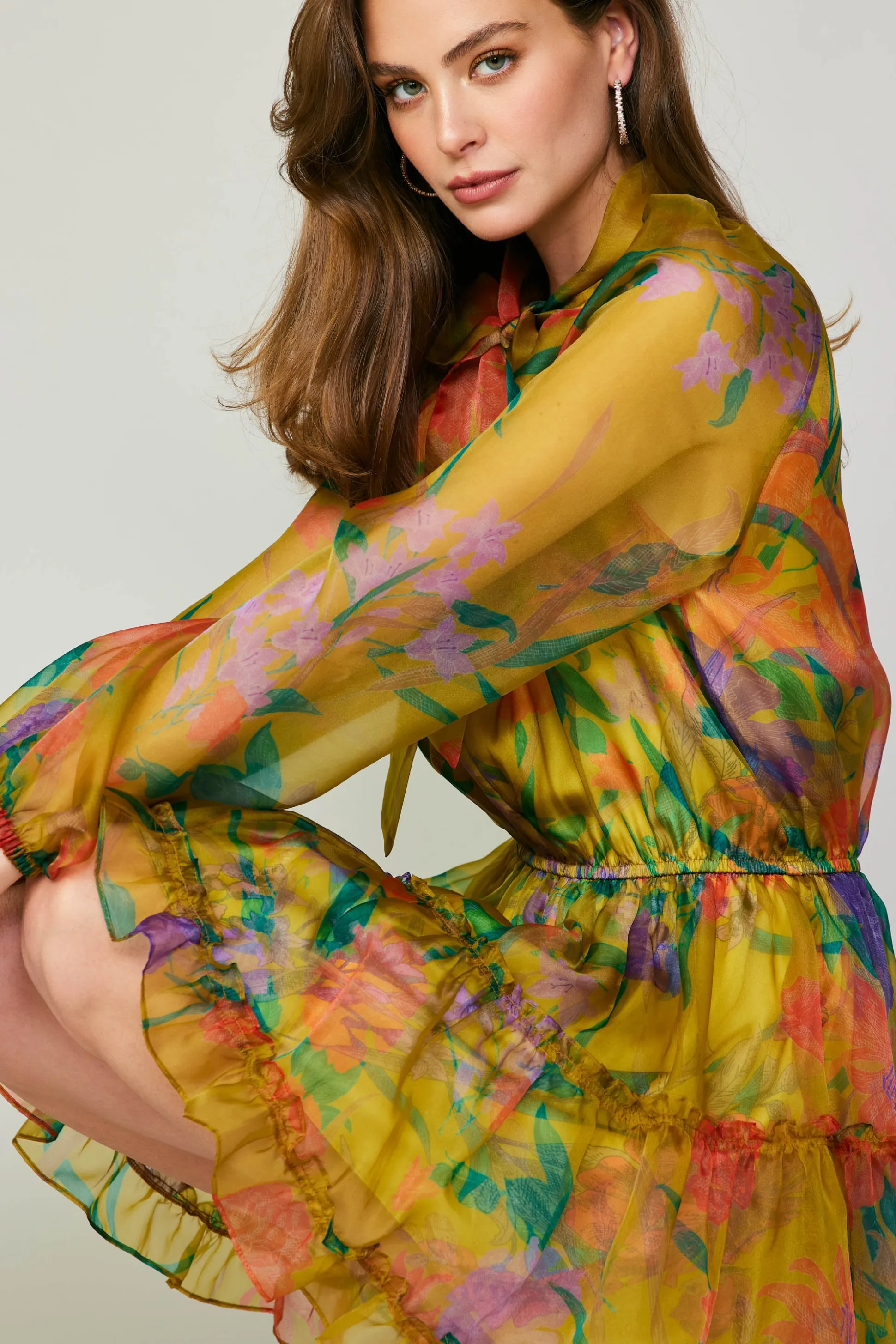 Floral Organza Mini Dress<Current Air Hot