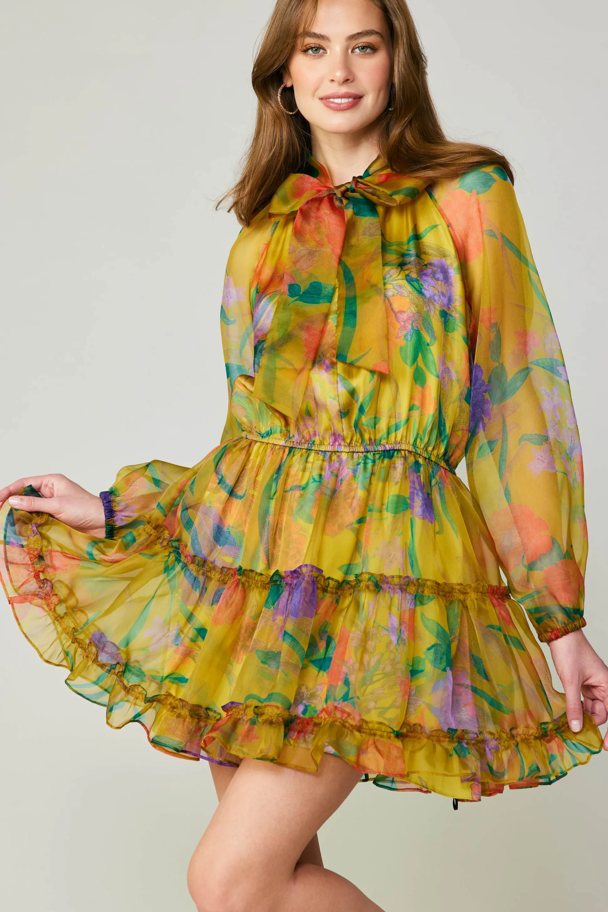 Floral Organza Mini Dress<Current Air Hot